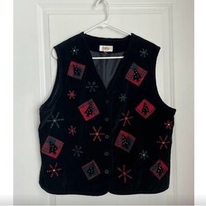 Talbots velvet holiday vest